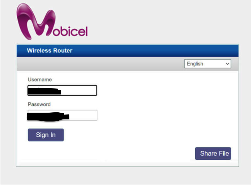 Mobicel Router Login 
