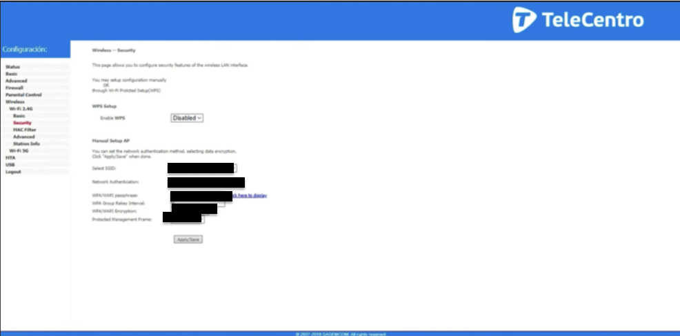 Telecentro Router Login
